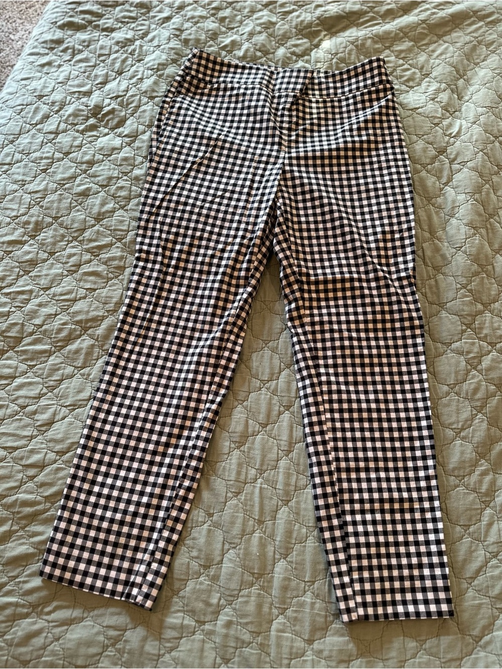 Talbots Black and White Gingham Cropped Pants